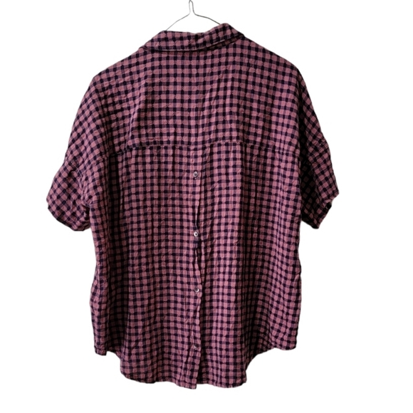 Madewell corrier  button back short sleeve plaid top blouse size M AJ989 - Picture 5 of 11